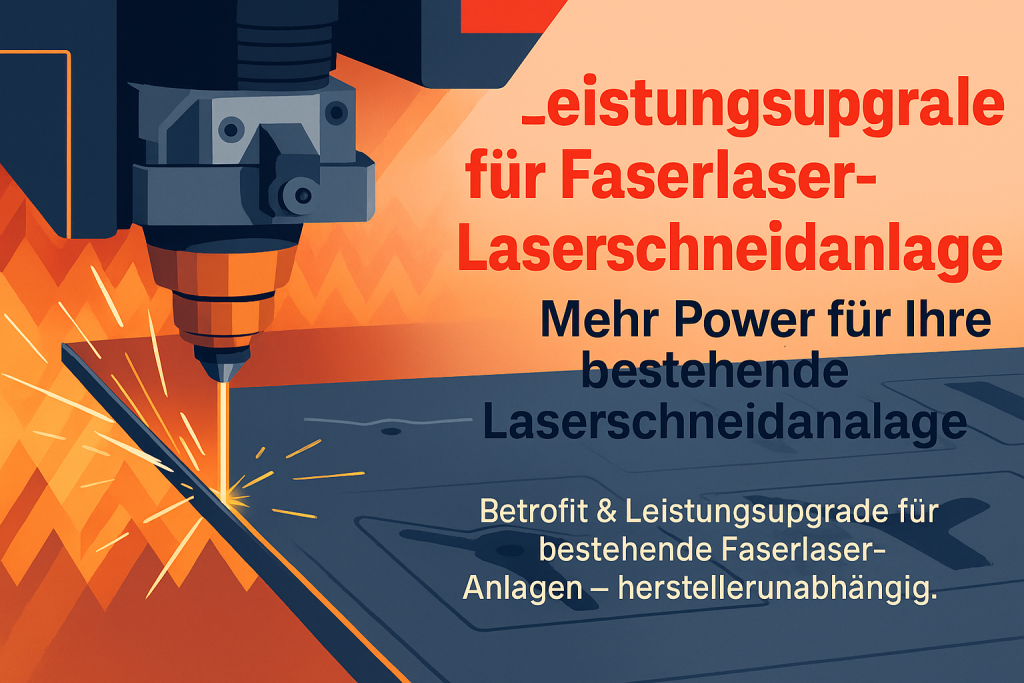 Retrofit & Leistungsupgrade für Faserlaser-Laserschneidanlagen – Illustration eines Faserlasers beim Schneiden von Blech.